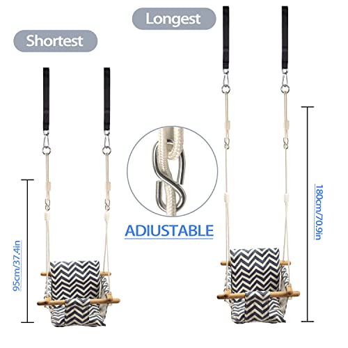 Toddler Baby Hanging Swing Seat Secure Canvas Hammock Chair With Soft Backrest Cushion - Installation Accessories Included #TOP3