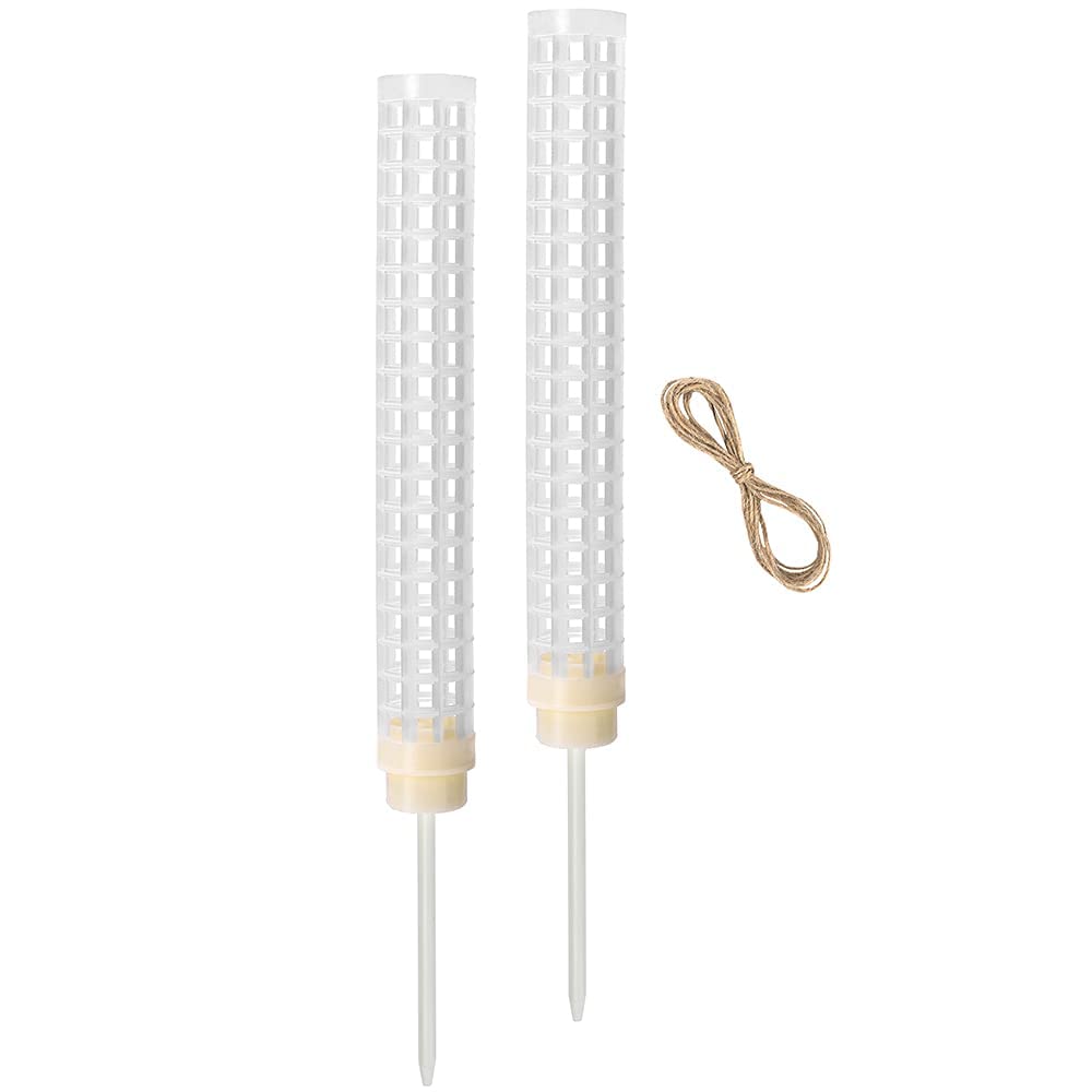 MAKINGTEC Moss Pole, Coconut Moss Pillar Set of 2 Plant Stakes and Stands, with Ground Hemp Rope for Indoor Climbing Plants Upward Growth (White, 27cm)