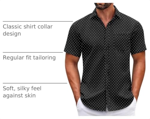 Image of COOFANDY Mens Short Sleeve Casual Button Down Shirts Summer Untucked Dress Shirts with Pocket