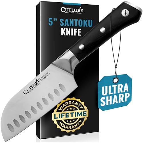 Comparison: Best Knife For Cutting Potatoes 8 Cutluxe Santoku Knife – 5" Chopping Knife, Vegetable Knife – Forged High Carbon German Steel – Full Tang & Razor Sharp – Ergonomic Handle Design – Artisan Series