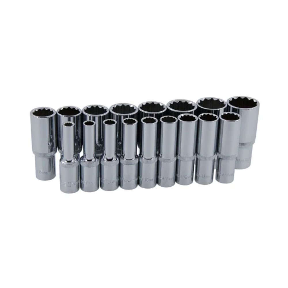 Neilsen 17 Piece Deep Socket Set With Holding Rail - 3/8" Drive 12 Point Sockets Ct0874