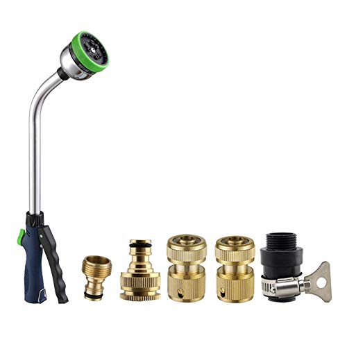 CONGRUI Pistola de agua ajustable para jardinería, riego de mano a alta presión, multifunción, mango largo (varilla corta, juego de pistola pulverizadora)