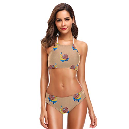 Preisvergleich Produktbild SUGARHE Damen BadebekleidungNiedlicher Cartoon wie handgezeichnete Schnecke,Mädchen Bikini Set Split(XXL)