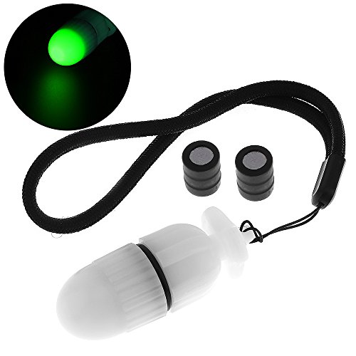 SecurityIng 1Pc Underwater Strobe Signal Light Scuba Night Dive Marker LED Flashy Safety Lamp Firefly Diving Beacon Beam 200M Underwater 200 Hour Duration with Battery -Green