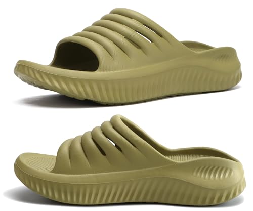 Image of KuaiLu Womens Recovery Sandals With Comfortable Plantar Fasciitis Support,Ladies Orthotic Open Toe Sport Slides Thick Cushion Reduces Stress on Feet,Joints & Back Post-Exercise