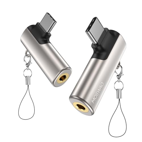 MOSWAG Adaptador USB C a 3.5mm Jack de Auriculares en Ángulo Recto   Tipo C a AUX Audio Dongle de Aleación de Zinc Compatible con Samsung Galaxy S23