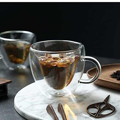 Amazon.co.jp: ハート型ガラスコーヒーカップ、2ハート型ダブル