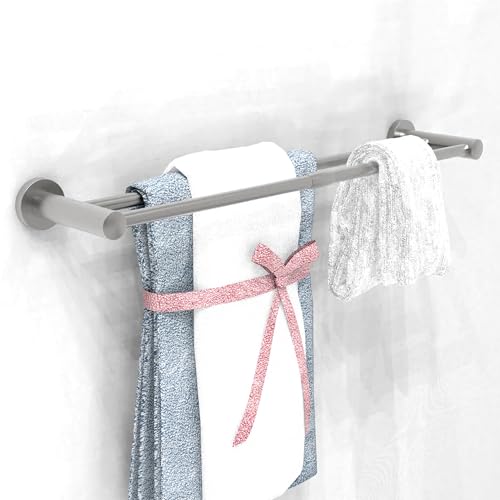 SAFETY+BEAUTY Barre de serviette pour salle de bain ou cuisine, construction en acier inoxydable (nickel brossé, double, 61 cm, 1 paquet)