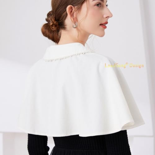 LoudSung Shawl with Collar Detachable Cape Wrap Fake Collar Cotton Top Elegant for Women Girls3