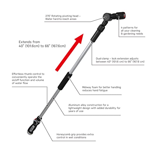 Image of Eden 94625 Pro Metal 4-Pattern Thumb-Control Turbo Extension Watering Wand