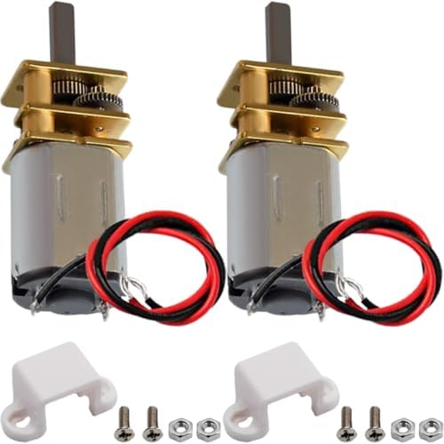 Lot 2 Micro-moteurs à Engrenages DC GA12-N20 – 3-12 V, 35-140 RPM, Réducteur Métal, Arbre En D, Pour Robot Ou Voiture RC (Bricolage)