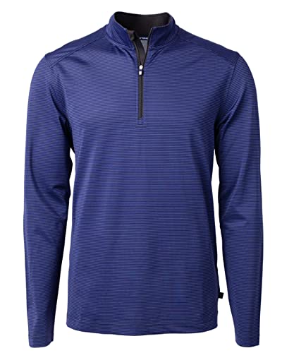 Cutter & Buck Virtue Eco Pique Micro Stripe Recycled Mens Quarter Zip