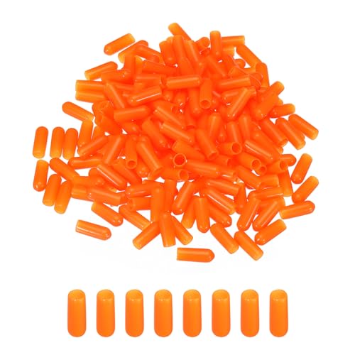 Image of MECCANIXITY 200pcs 5mm(3 /16 inch) Rubber End Caps Cover PVC Vinyl Screw Thread Protector Round Wire Shelf Caps for Screw Bolt Pipe Fence Post, Orange