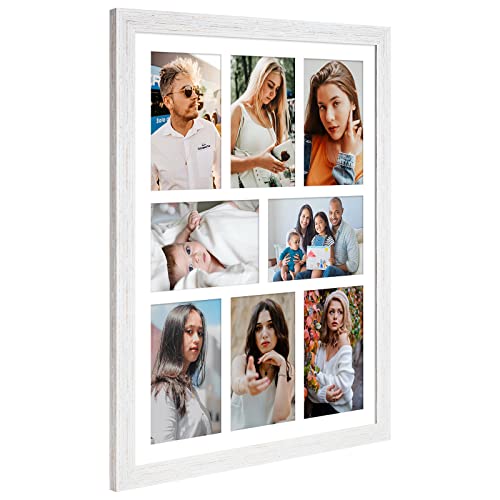 Ksroecud 13X17 Collage Frame With 8 Openings 4X6 Pictures, Multiple Picture Frame With Mat, Wall Or Tabletop Decor, White Wood Grain,2 Pack #TOP2