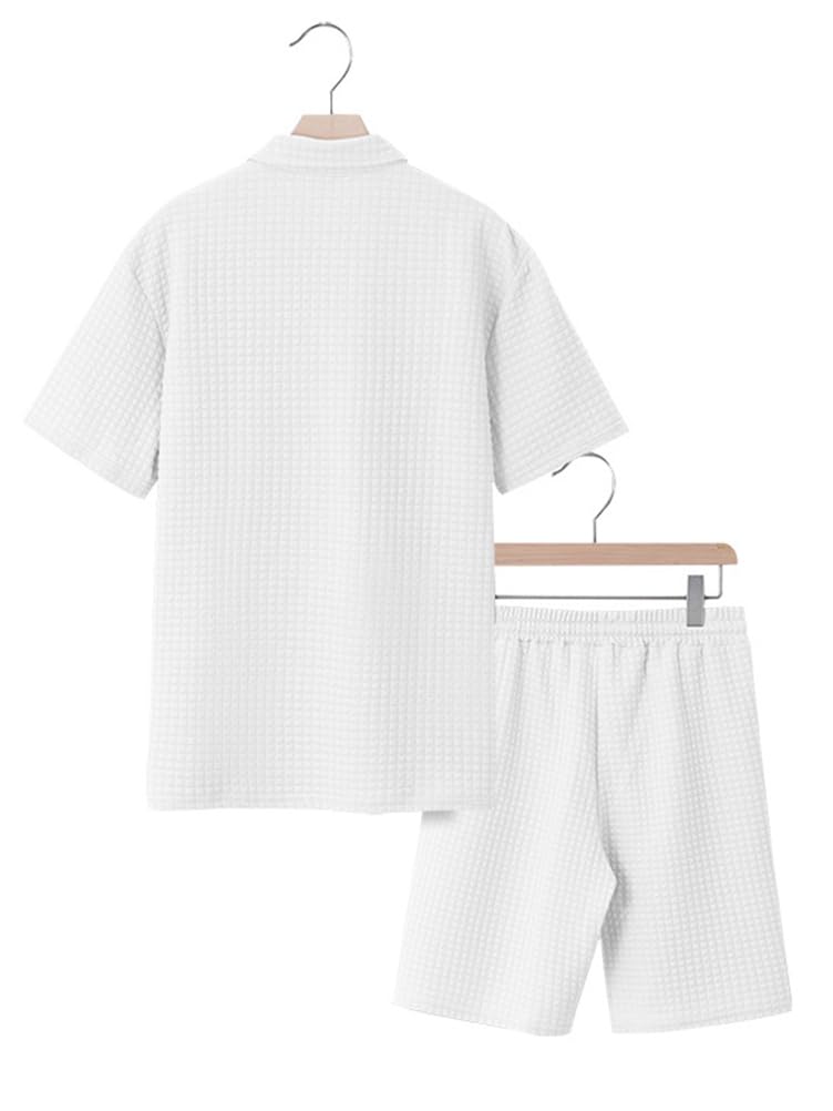 Chándal de Hombre 2 Piezas Manga Corta T-Shirt Jogging Pantalones Cortos de Deporte Conjunto Chándals Verano Polos Camisetas + Conjuntos de Shorts