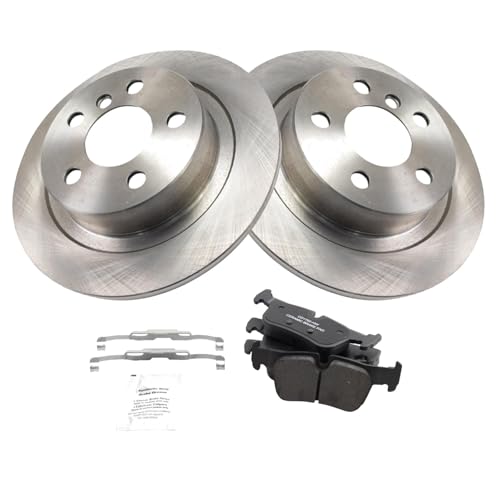 Image of TRQ Rear Brake Pad and Rotor Set Ceramic Compatible with 2014-2020 BMW i3 2018-2020 i3s 2016-2021 Mini Cooper Clubman 2017-2021 Cooper Countryman