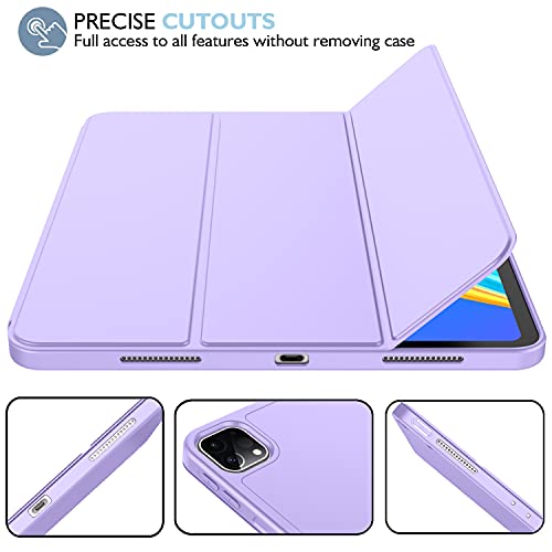 iMieet New iPad Pro 11 Inch Case 2022(4th Gen)/ 2021(3rd Gen) with Pencil Holder [Support iPad 2nd Pencil Charging/Pair],Trifold Stand Smart Case with Soft TPU Back,Auto Wake/Sleep(Clove Purple)