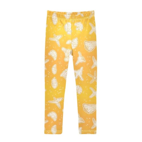 Beach Starfish Seashell Bubbles Girls Leggings Soft Stretch Workout Yoga Dance Pants for Kids Casual Tights