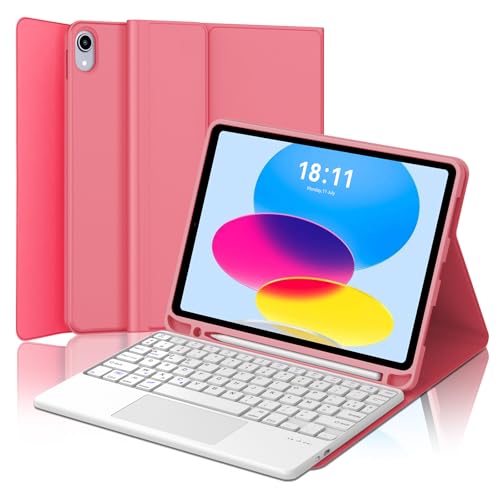 Clavier avec Touchpad pour iPad A16 11 Etui AZERTY Bluetooth Rouge