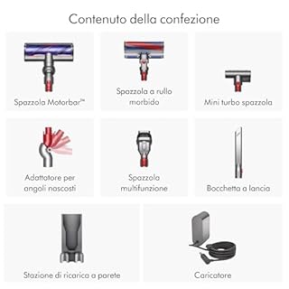 Dyson Cyclone V10 Absolute aspirapolvere senza filo, 150 Airwatt, autonomia 60 minuti – tecnologia anti-groviglio, spazzola Fluffy per pavimenti duri