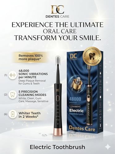 Image of Sonic Electric Toothbrush for Adults - Ultra-Power 48,000 Vibrations - 5 Precision Modes, 45-Day Battery Life & USB-C Fast Charging - Includes 3 Brush Heads & Travel Cap (color-Obsidian Onyx Black)