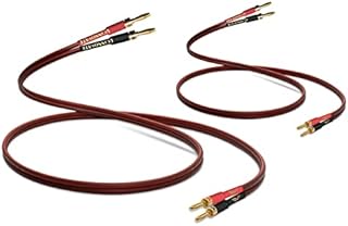 WOWLED HIFI OFC Speaker Wire Cable with Banana Plug, 2 Pack High-end Pure Copper 1.5m Gold-Plated Banana Tip Plugs Male to Male 600 Strand Speaker Cable Audio HIFI System 4.9FT