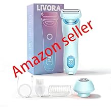 Livora Womens Electric ShaverPain-Free Hair Trimmer for Sensitive Skin, Featuring Removable Blades and Waterproof Rechargeable Design Blue