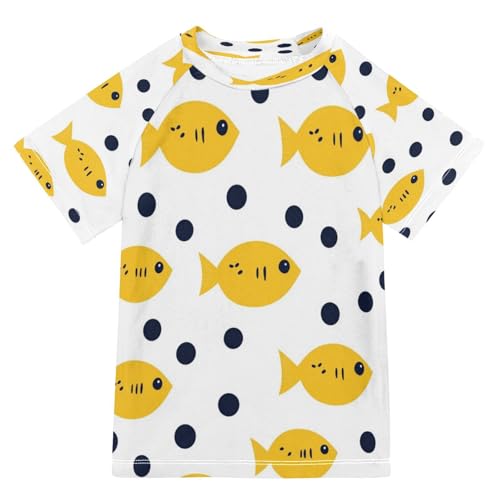 Kids Swimsuit Fish Yellow Cartoon Sea Sunscreen T-Shirts Swimwear Sets UPF 50+ - Main Image