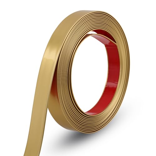Gaahing 196.8" x 1" Matte Gold Molding & Wall Trim, Flexible Peel and Stick Decorative Strip for Tile, Mirror, Ceiling, Floor, Panel, Cabinet
