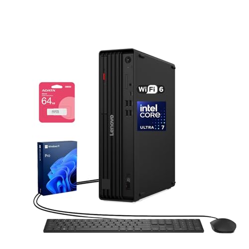 Image of Lenovo ThinkCentre M70s SFF Business AI Desktop, Intel Core Ultra 7 265, 16GB DDR5, 512GB SSD, HDMI, DP, Wi-Fi 6, Support 3-Monitor 4K, Wired KB & Mouse, Win 11 Pro, Bundle Adata 64GB Flash Drive