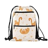 FRODOTGV Adorable sac à dos avec cordon de serrage et poches en maille Motif chats, Adorables chats gras, One Size, Classique