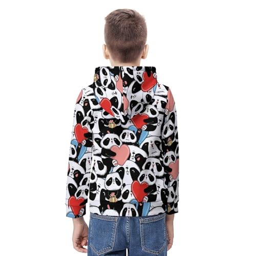 Pandas Pattern Hoodie Teenager Sweatshirts Pullover Hoodies Casual Loose Big Kids Hooded Sport Shirt Tops 7-18 Years3