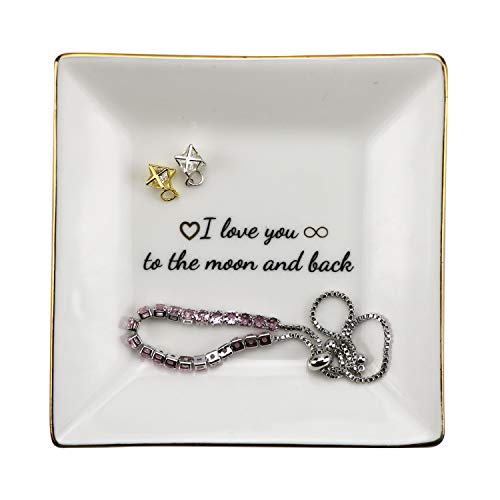 Ceramic Jewelry Tray Ring Dish Decorative Trinket Plate -Great Gift for Mom or