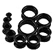 Longbeauty 2er Set Schwarze Silikon Tunnel Plugs Ohr Piercing 12mm Hart Piercing Schmuck