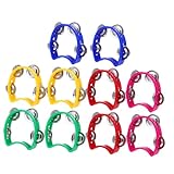 LIFKOME 10個 手摇铃 キッズ用タンバリン 赤青ピンク 各 音楽知育 パーティー用打楽器 コーディネーション向上 学校授業に