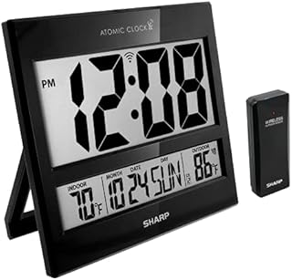 Sharp Atomic Clock - Atomic Accuracy - Never Needs Setting! -New Gloss Black Style - Jumbo 3