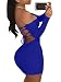 TOB Women's Sexy Off Shoulder Backless Lace Up Club Bodycon Mini Dress,Royal Blue,Medium