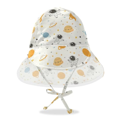 Space Astronauts Planets Baby Beach Hat Toddler Boy Water Hats Toddler Girl UPF 50+ Protection Large Brim Travel Essentials