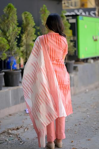 Image of ANNI DESIGNER Women Cotton Blend Kurta with Pant & Dupatta