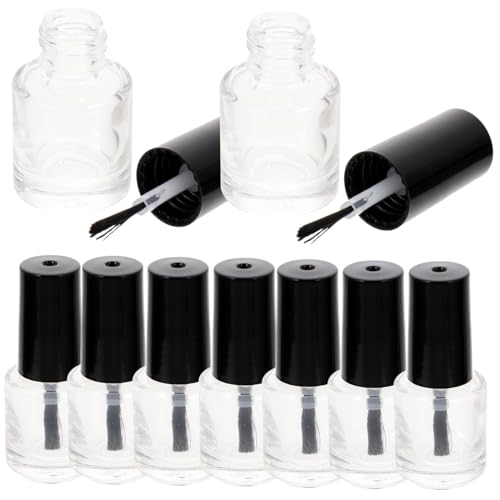 Ipetboom 20Piezas Botella De Transparente De Vidrio Cepillo Negro y Reutilizable para Esmalte para Organización De Manicura
