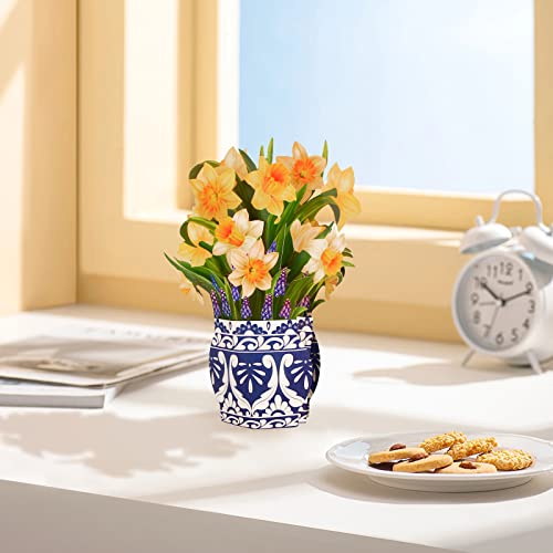 Pop Up Flower Bouquet Card Paper Flowers Bouquet Love Pop Up Cards All Occasion Get Well Soon Gifts 3D Greeting Cards For Mom Grandparents Teacher Birthday Anniversary English Daffodils #TOP4