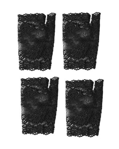 2pairs Short black Lace Fingerless Gloves for Party, Cosplay, Costume, Opera Evening Prom