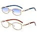 mincl Diamond Square Sunglasses Men Women Luxury Designer Wood Frame Rhinestone Punk Goggle Glasses UV400 (2pcs-blue&gold&clear, X)