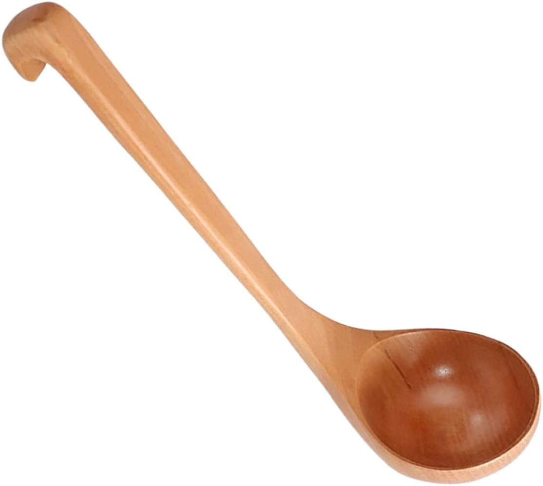 Wooden Soup Ladle Large Long Handle Hanging Kitchen Spoon