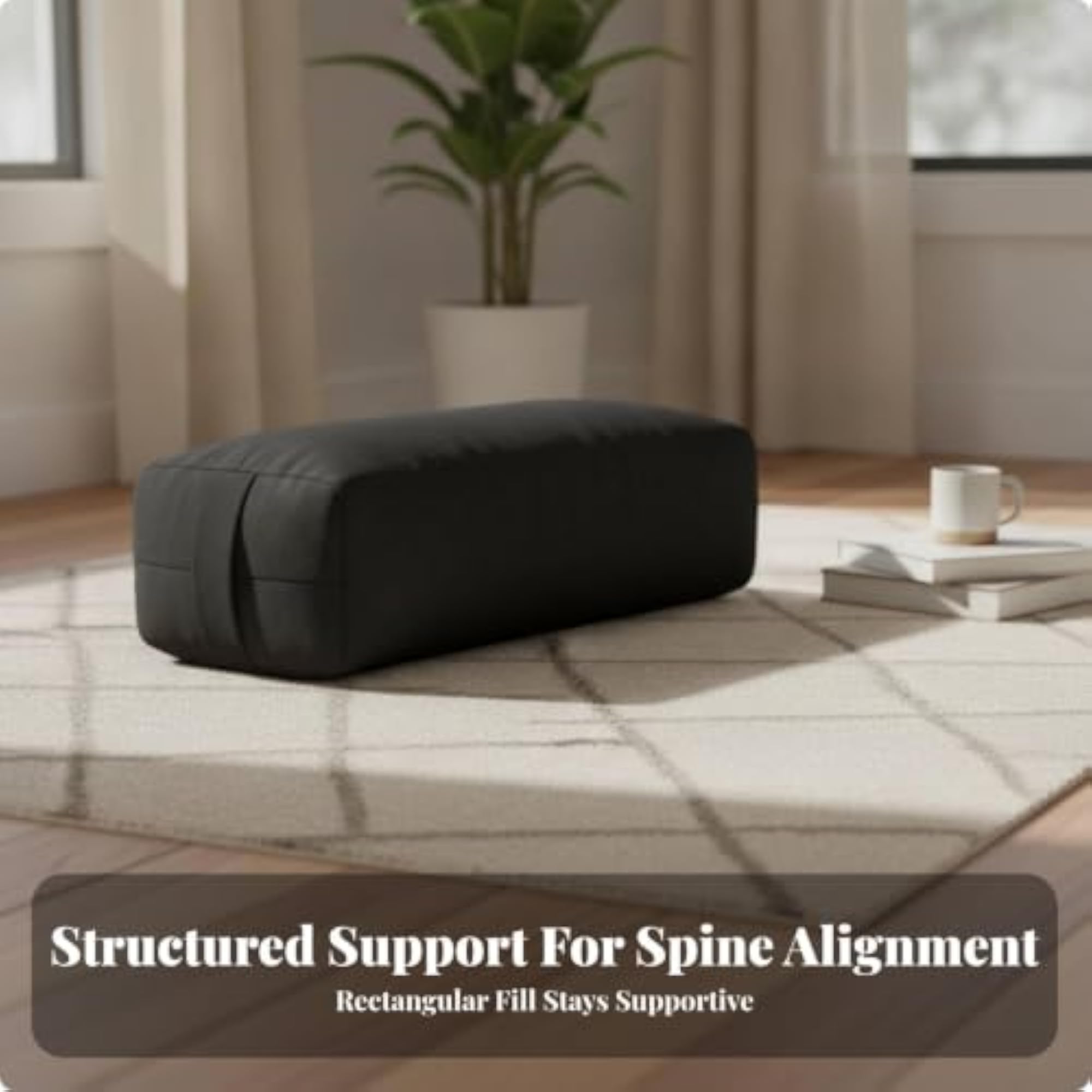 Supportive Rectangular Meditation Pillow with Smooth Cover