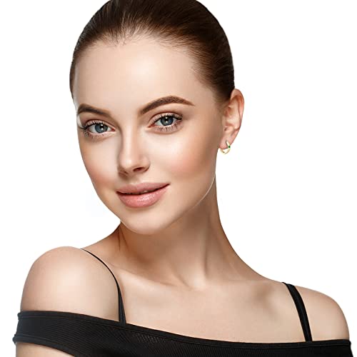 925 Sterling Silver Gold Huggie Earrings For Women, Lab Grown Emerald Small Hoop Earrings White Gold Plated Jewelry Gift For Her Birthday Mothers Day #TOP3