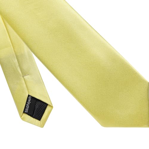 Image of YourTies Skinny Ties for Men Satin 2.4 inch Slim Necktie with Pocket Square Tie Clip Set Solid Color Wedding Party Business