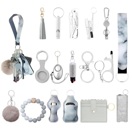 Image of Araafur Wristlet Keychain Set with Wallet Card Holder and Pom pom Airtag Keychain Accessories for Women