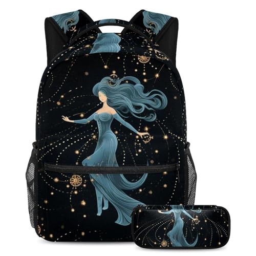 Grand sac à dos avec trousse à crayons Motif étoiles Vierge 82 Large