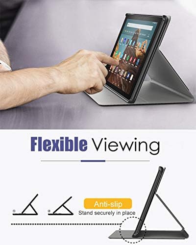 MoKo Case for All-New Fire HD 10 Tablet (7th / 9th Generation, 2017/2019 Release) - Lightweight Stand Folio Shockproof Cover Protector with Auto Wake/Sleep for Fire HD 10.1 Inch, BLACK